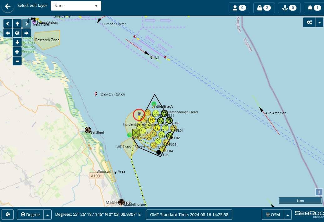 Operations Map Display in SeaPlanner Marine Management System