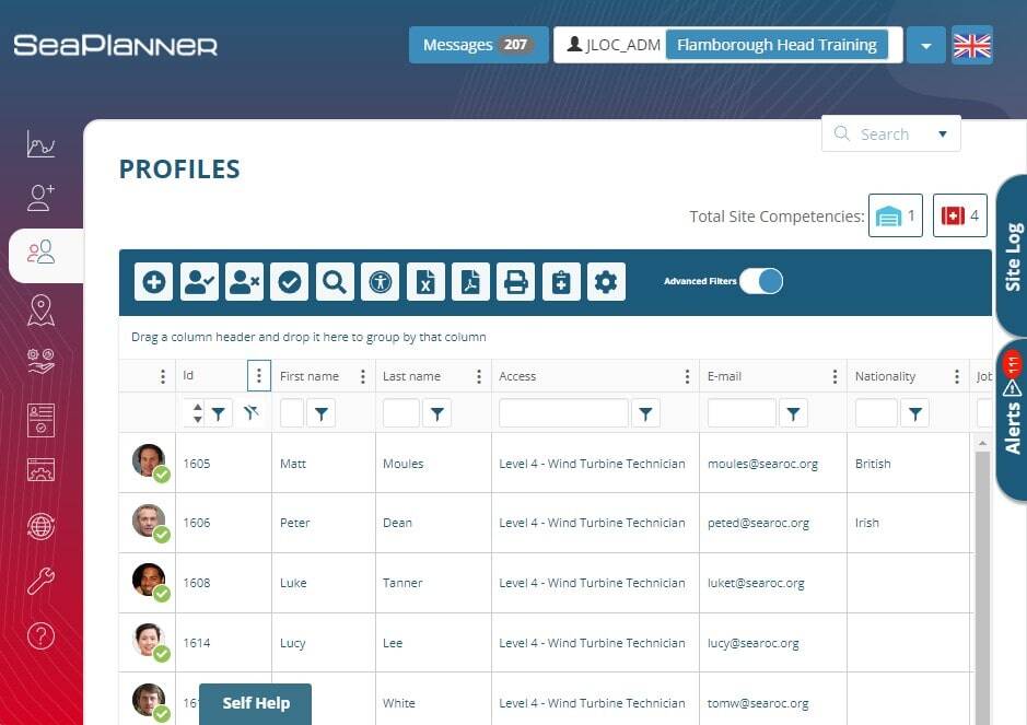 Personnel Profiles Homepage in SeaPlanner Marine Management System